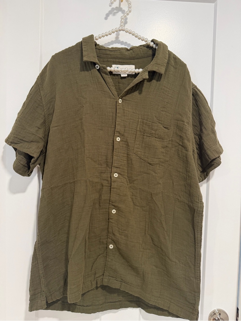 Aeropostale Olive Green Short-Sleeve Button-Down Shirt